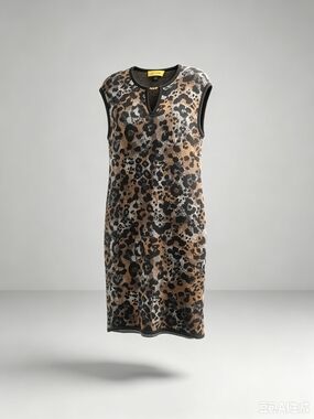 St John Leopard Print Sleeveless Dress